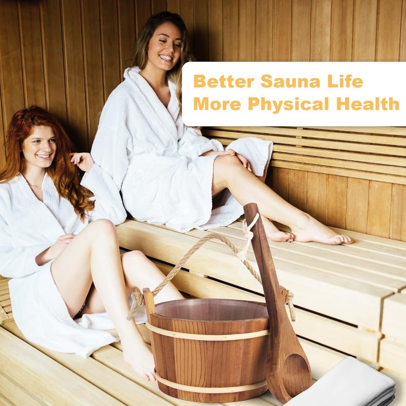 NetLea Sauna Bucket and Ladle Set,Sauna Bucket and 14.5″Sauna Ladle,Sauna Accessories Handmade from Premium Cedar Wood (Cedar Wood 4L) - Image 3